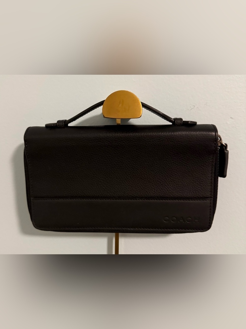 COACH Black Leather Travel Case with Handle! UNISEX